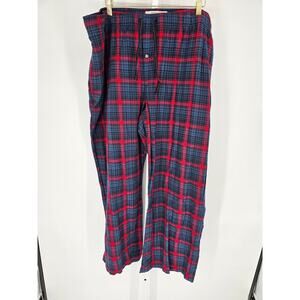 Merona Women's Blue Red Elastic Waist Plaid Loose Pajama Pant Size XXL/TTG